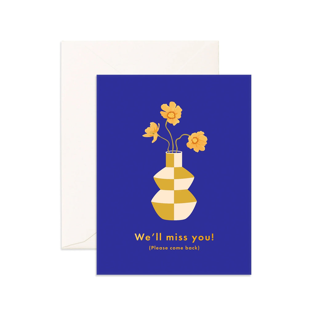 Card We'll Miss You Cobalt Vase Greeting