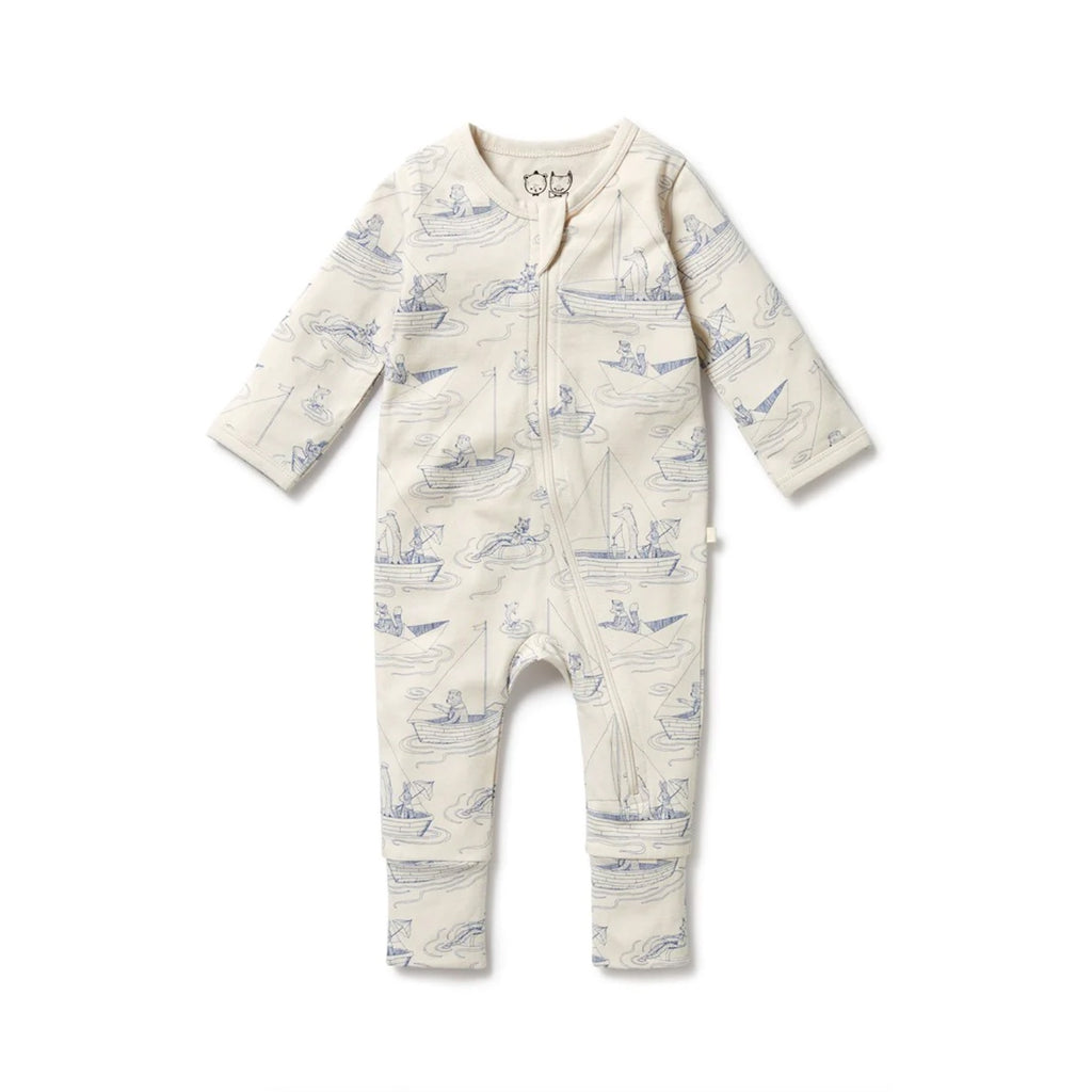 Zipsuit With Feet Organic - Sail Away