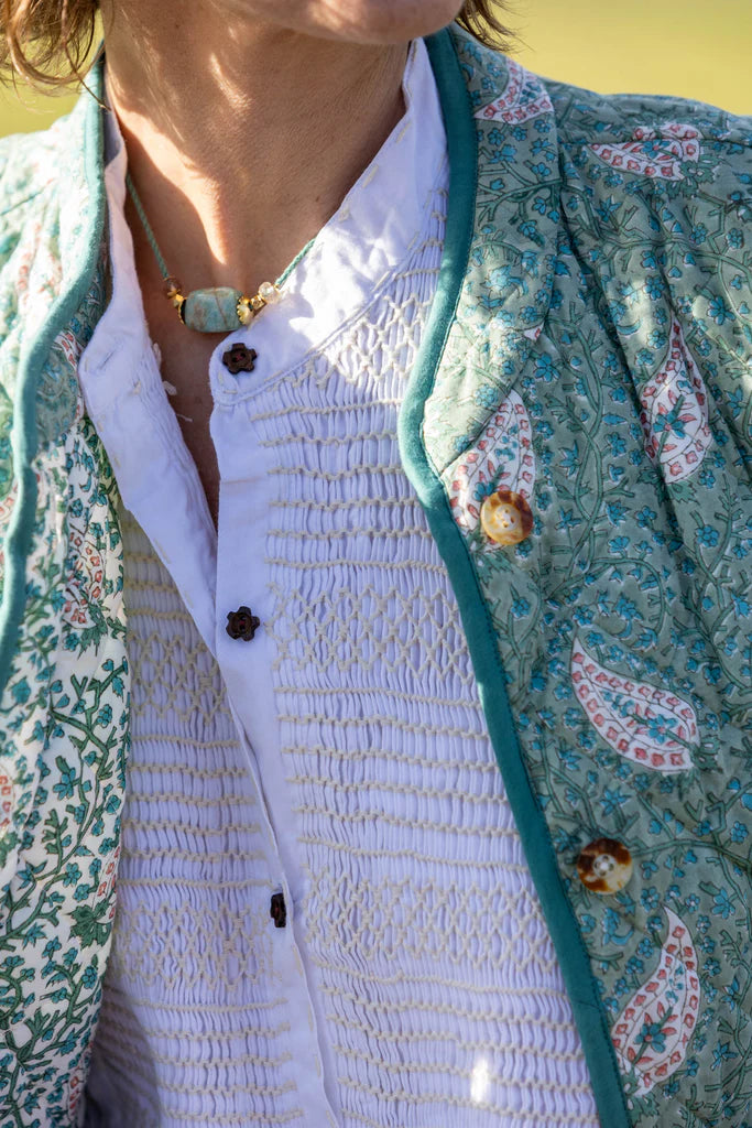 Top Smock Bib Shirt - White