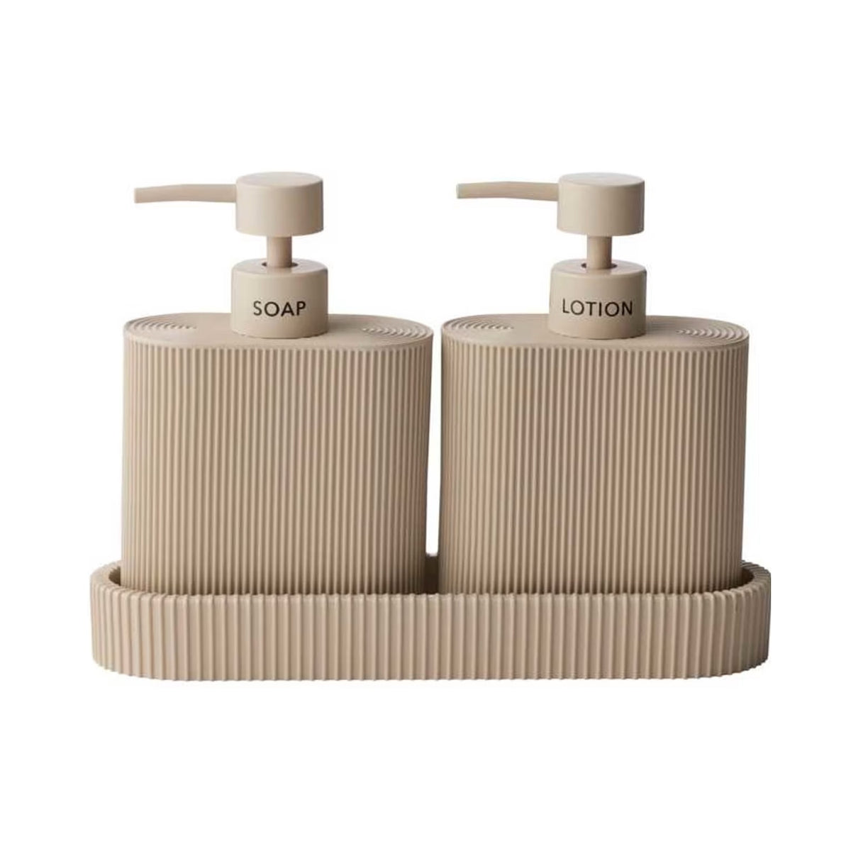 Soap & Lotion Sid Dispenser Set - Taupe