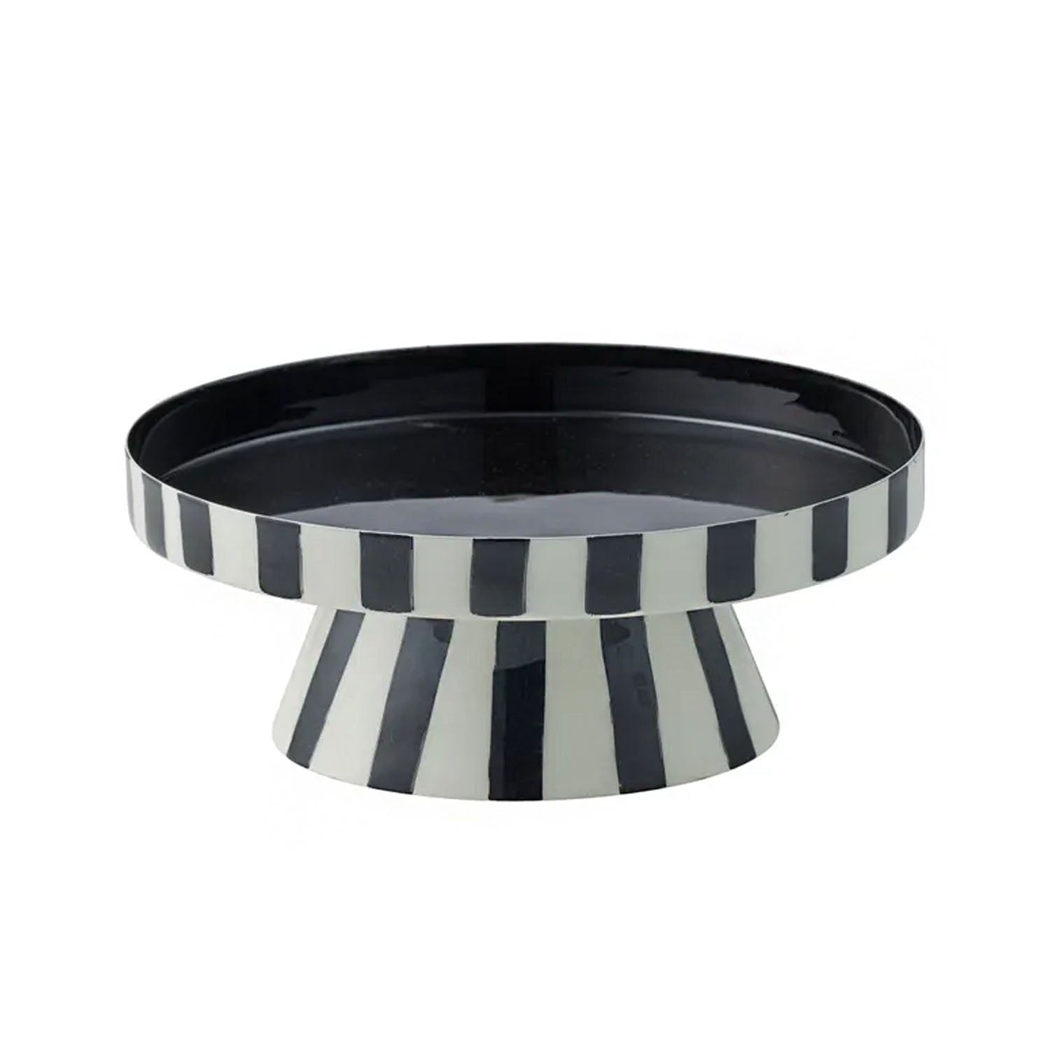 Cake Stand - Linear Metal - Ivory/Black