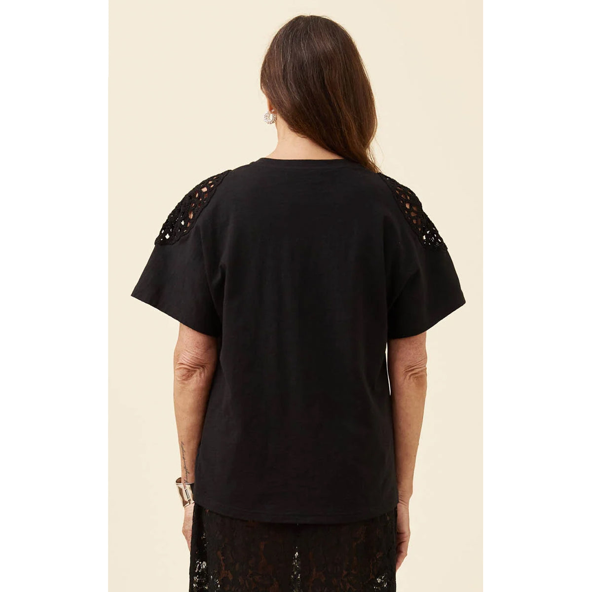 Tshirt Eva Crochet - Black