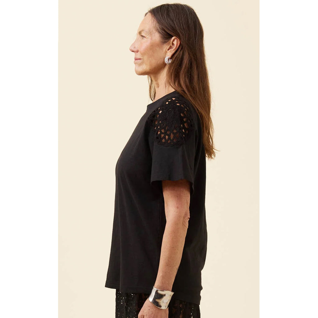 Tshirt Eva Crochet - Black