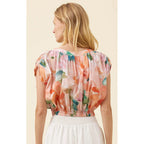 Top Crop Rosa Reversible - Floral