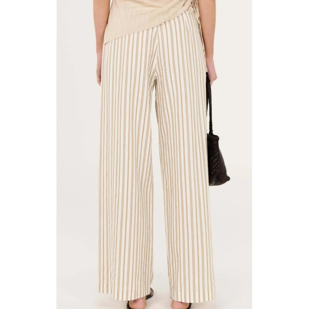 Pant Lola Mid Rise - Taupe & White Stripe