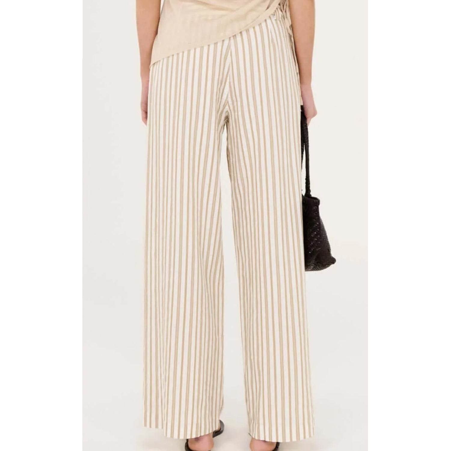 Pant Lola Mid Rise - Taupe & White Stripe
