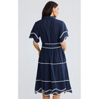 Dress Madge Navy W White