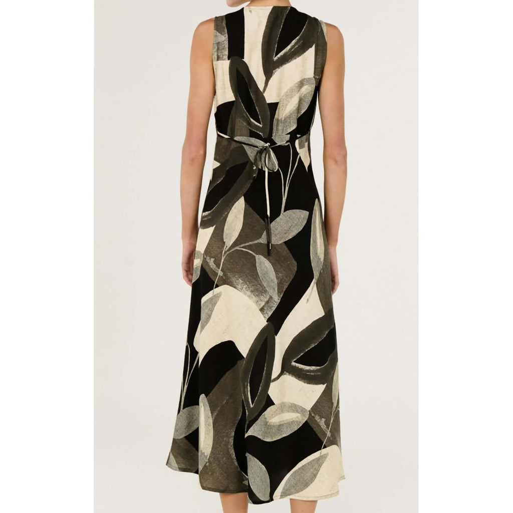 Dress Leona Bias Midi - Dark Leaf Garden
