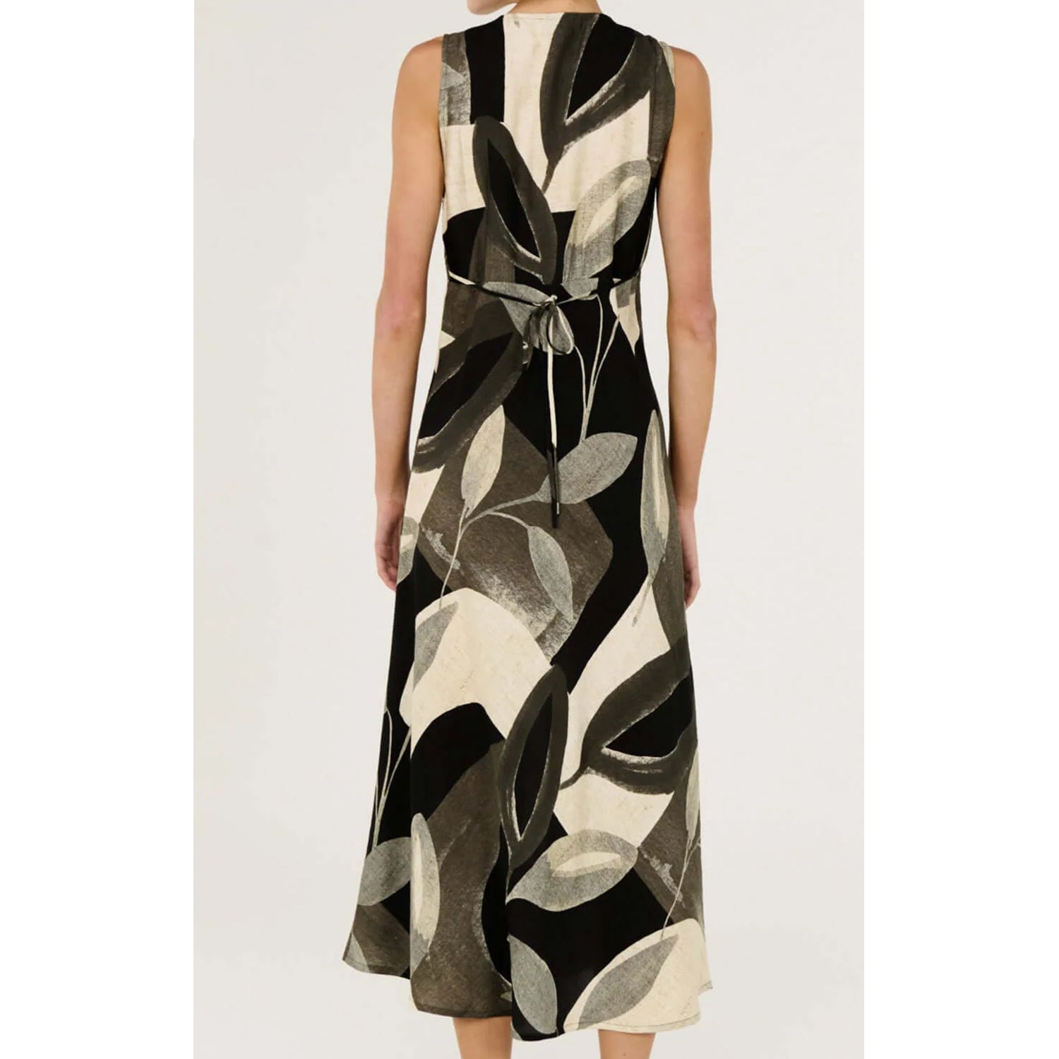 Dress Leona Bias Midi - Dark Leaf Garden