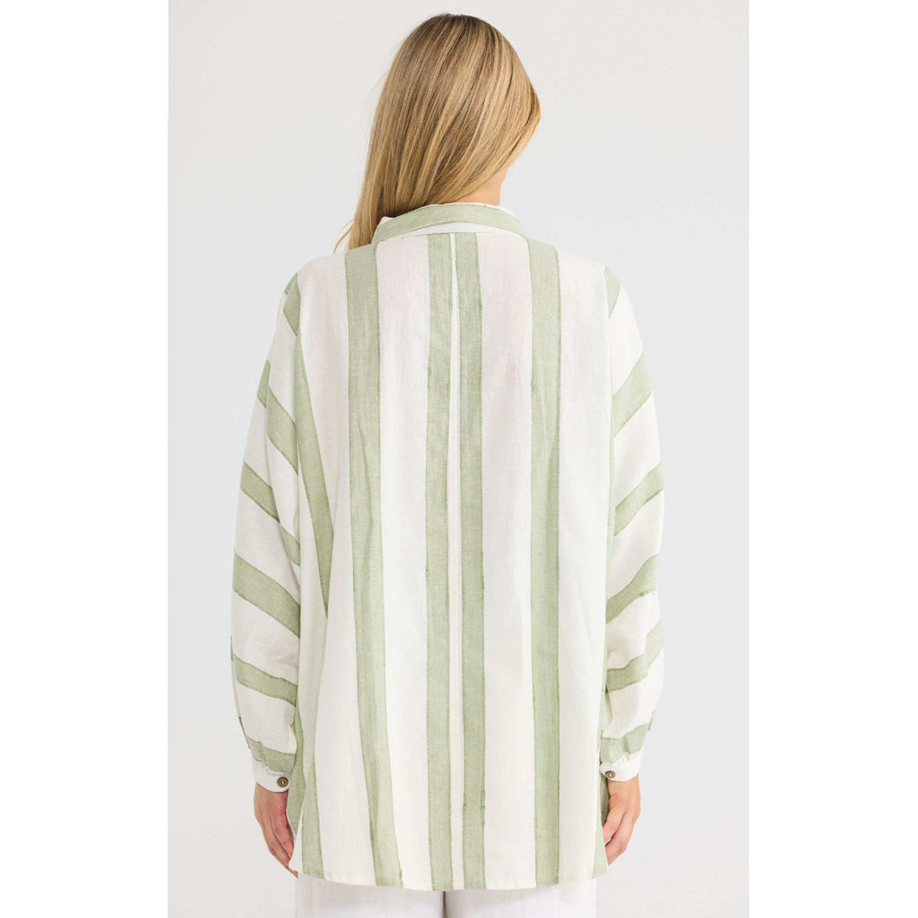 Top Milano Shirt - Sage Shadow Stripe