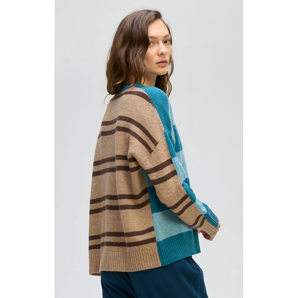 Knit Groove Stripe Crew - Teal