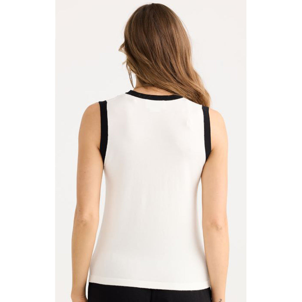 Top Elio Knit Tank - White & Black