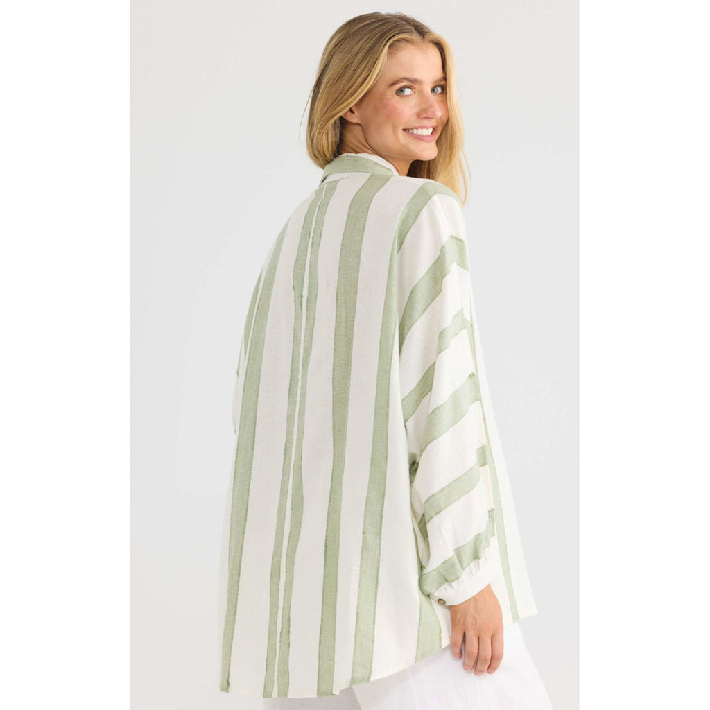 Top Milano Shirt - Sage Shadow Stripe