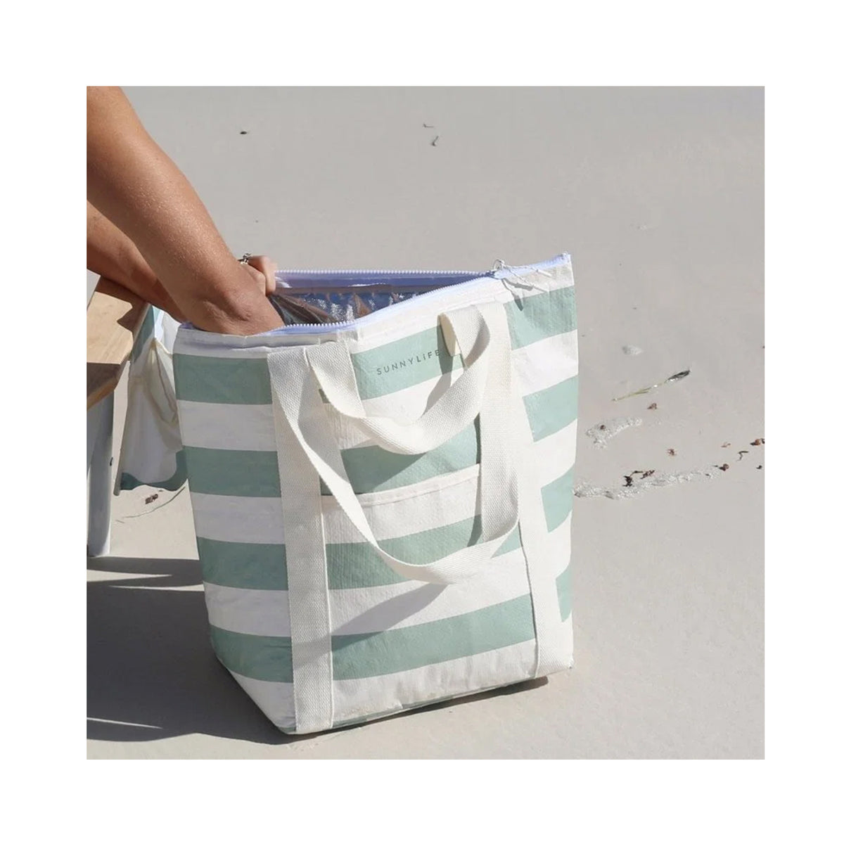Light Cooler Tote La Palma Sage Stripe