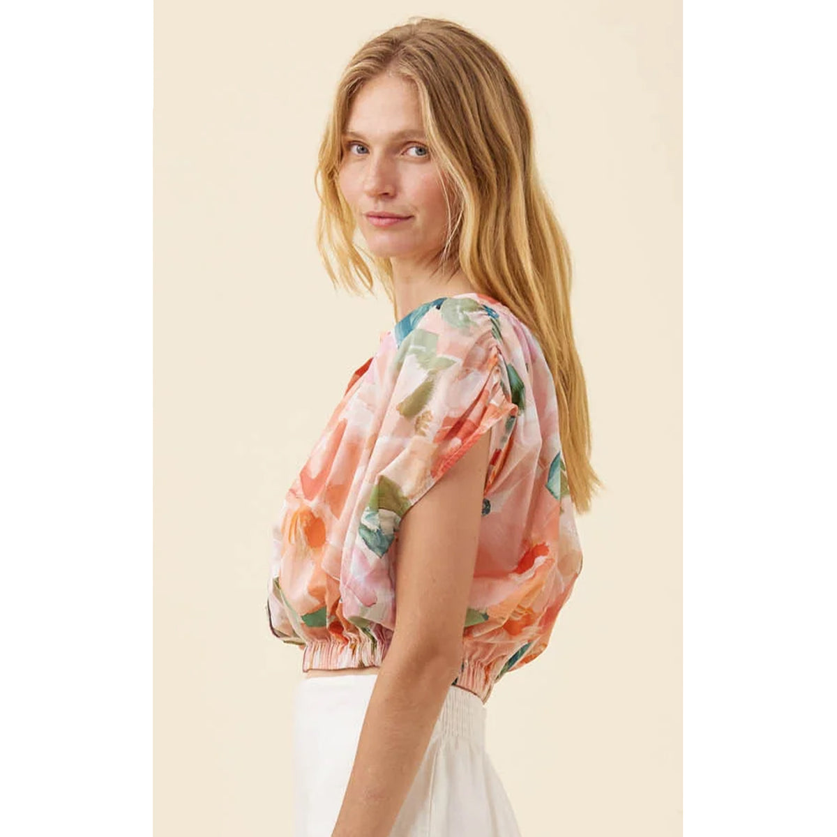 Top Crop Rosa Reversible - Floral