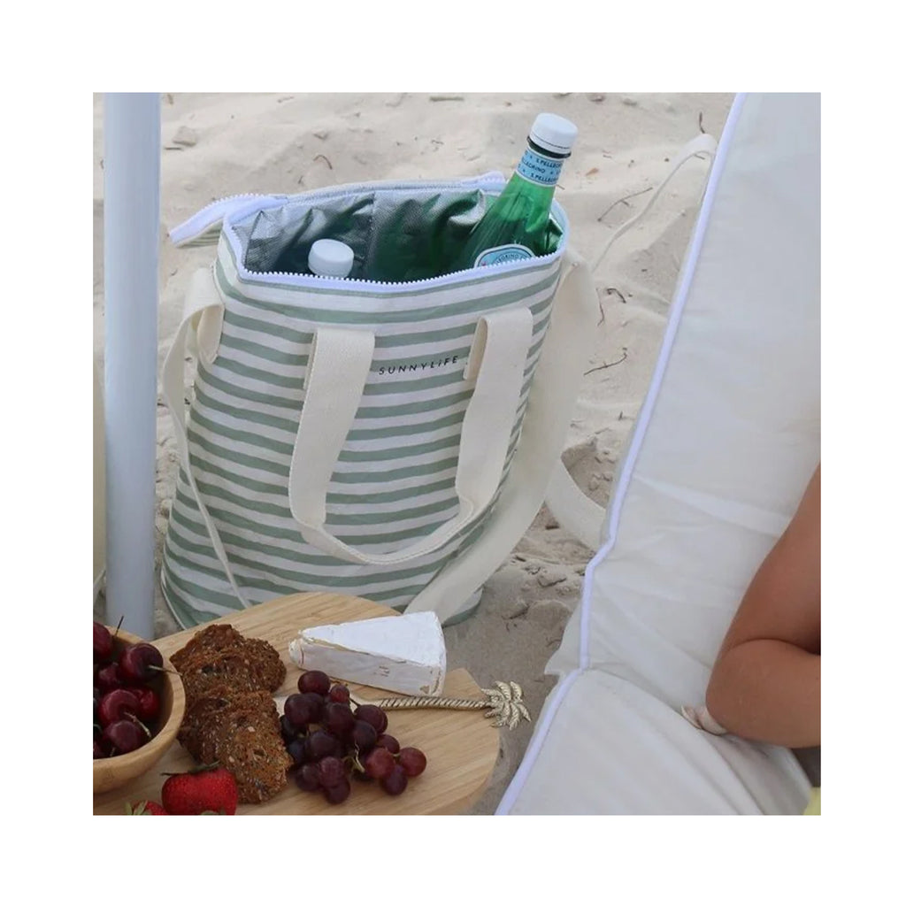 Light Cooler Drinks Bag Sea Sage Stripe