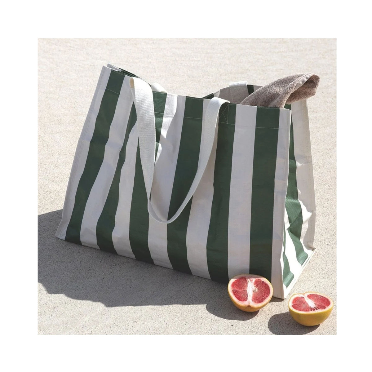 Beach Bag Carryall The Vacay - Olive Stripe
