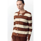 Cardigan Noah - Rust & Cream Stripe