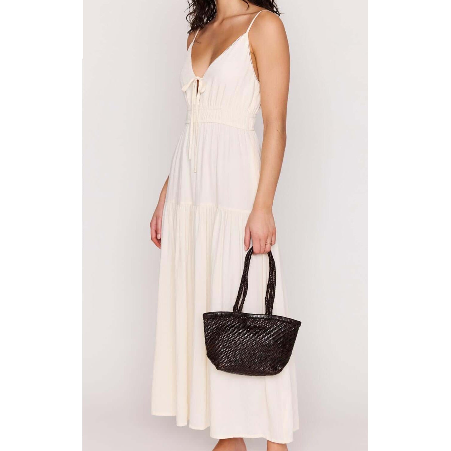 Dress Estelle Tie Front Maxi - Cream