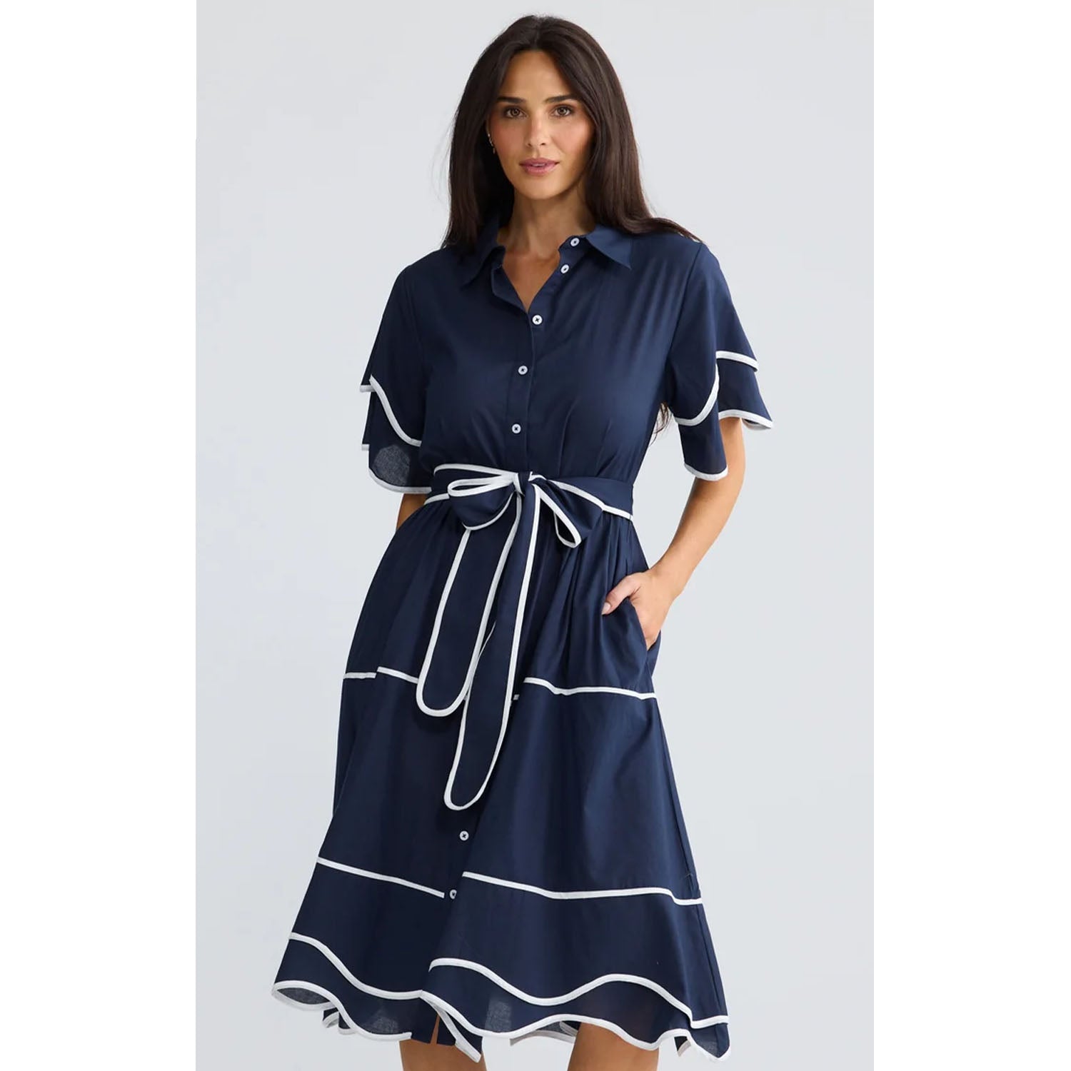 Dress Madge Navy W White