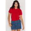 Top Lila Pointelle Knit Tee - Red