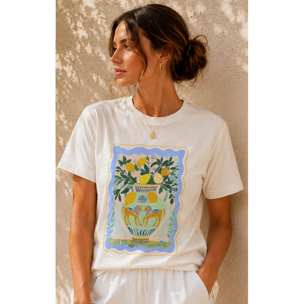 TShirt White - Vase Lions & Lemons