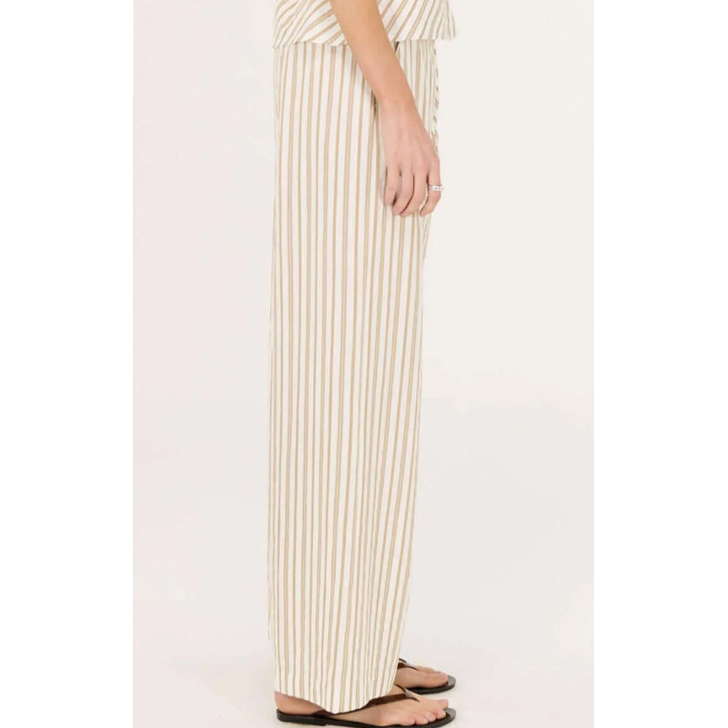 Pant Lola Mid Rise - Taupe & White Stripe