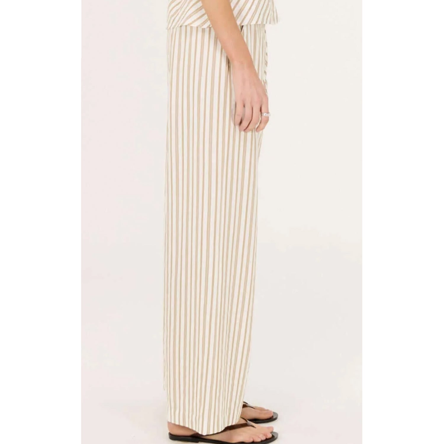 Pant Lola Mid Rise - Taupe & White Stripe