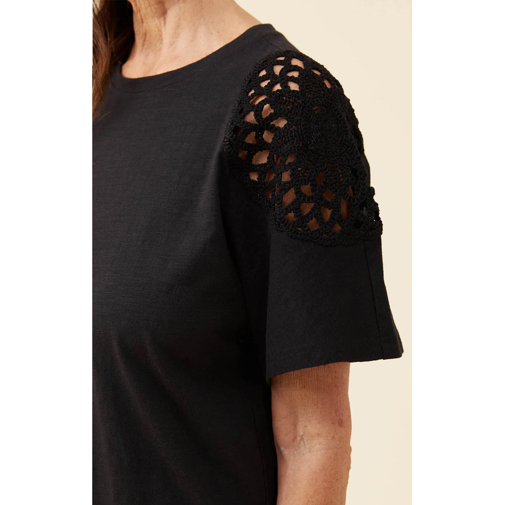 Tshirt Eva Crochet - Black
