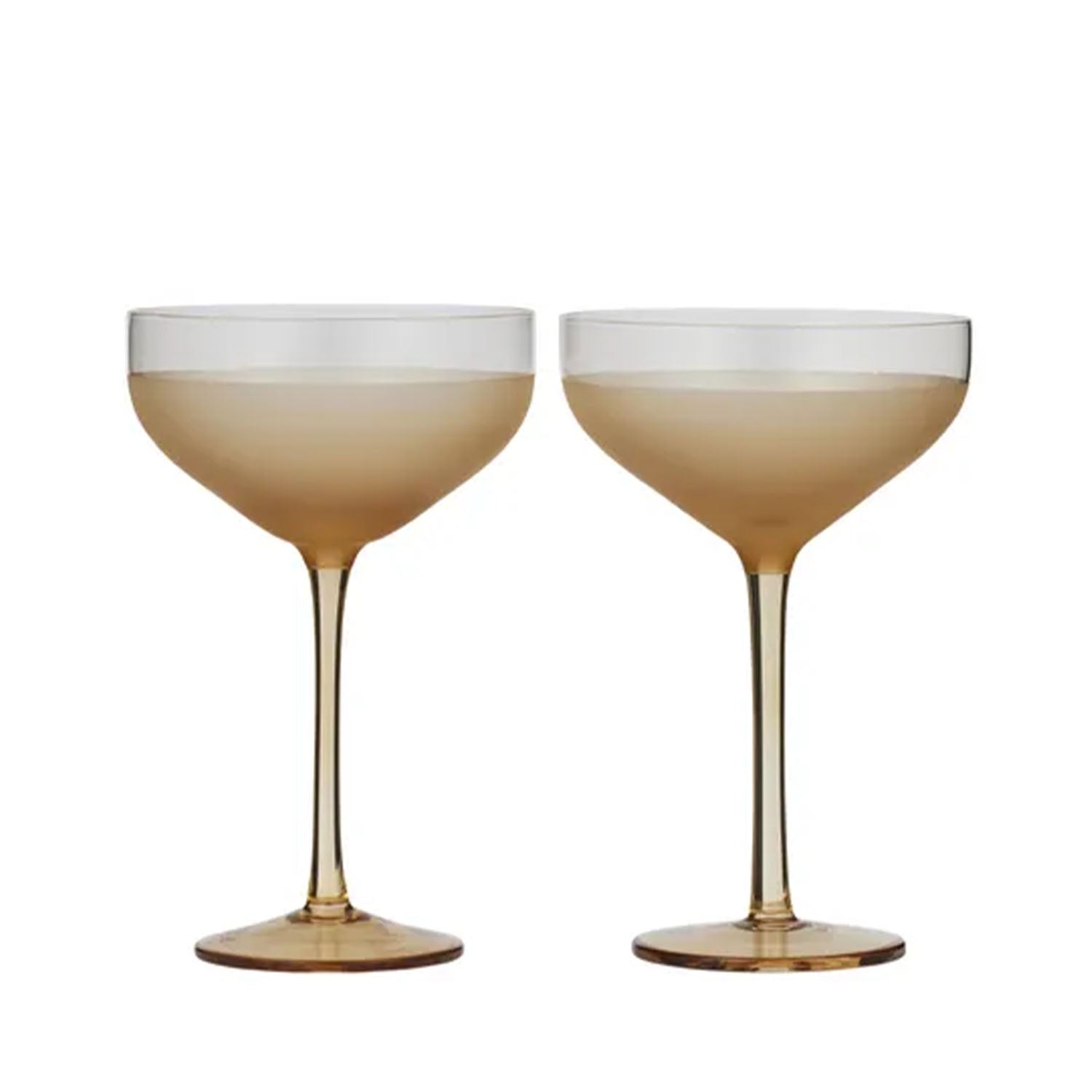 Coupe Glass Hudson S/2 11.5x18cm Amber