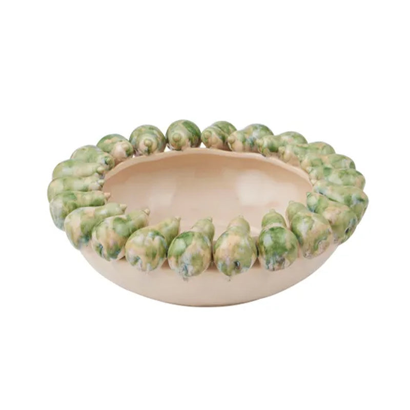 Bowl Corella Ceramic 37x13.5cm Ivory/Grn