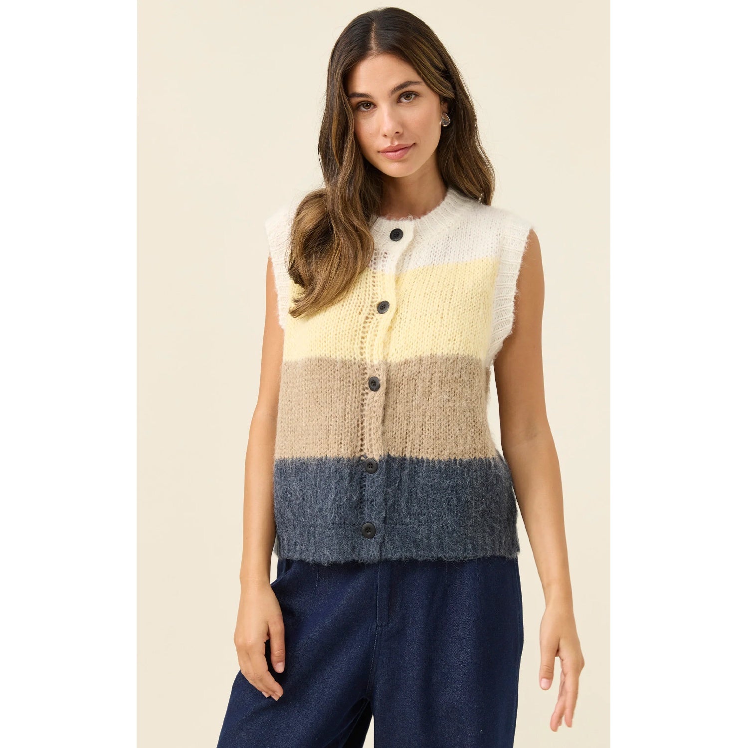 Knit Vest Pallas Stripe - Butter