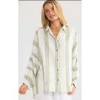 Top Milano Shirt - Sage Shadow Stripe