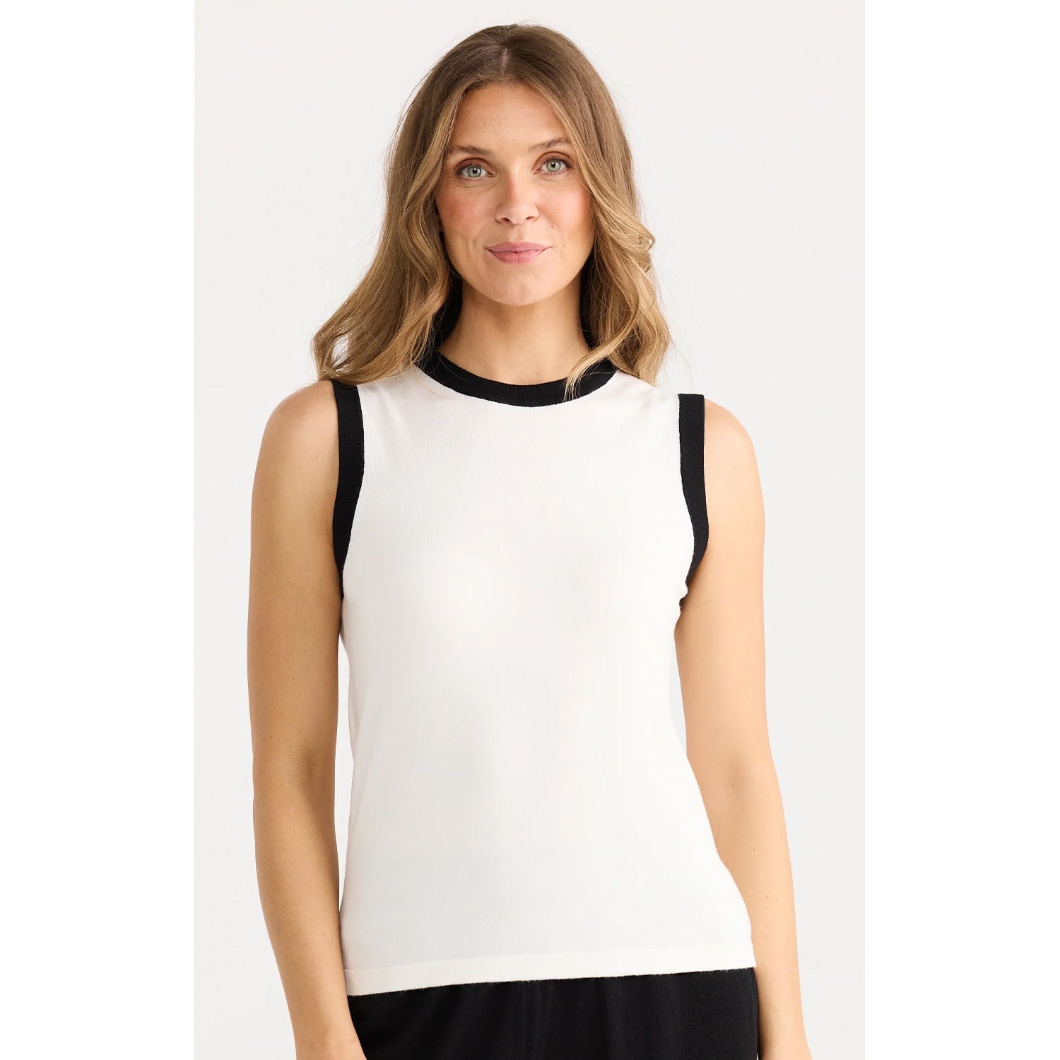 Top Elio Knit Tank - White & Black