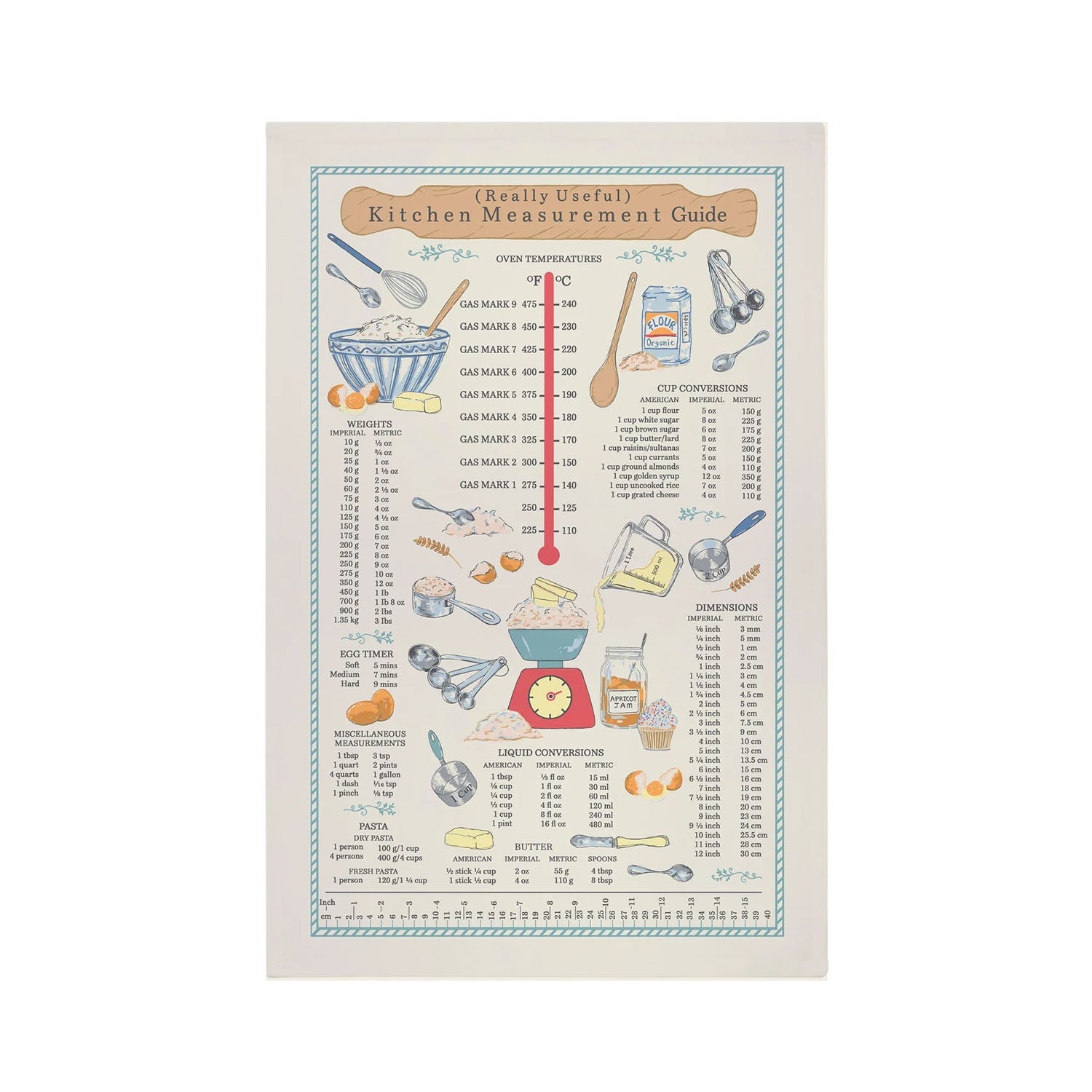 Tea Towel - Kitchen Measurements Cotton