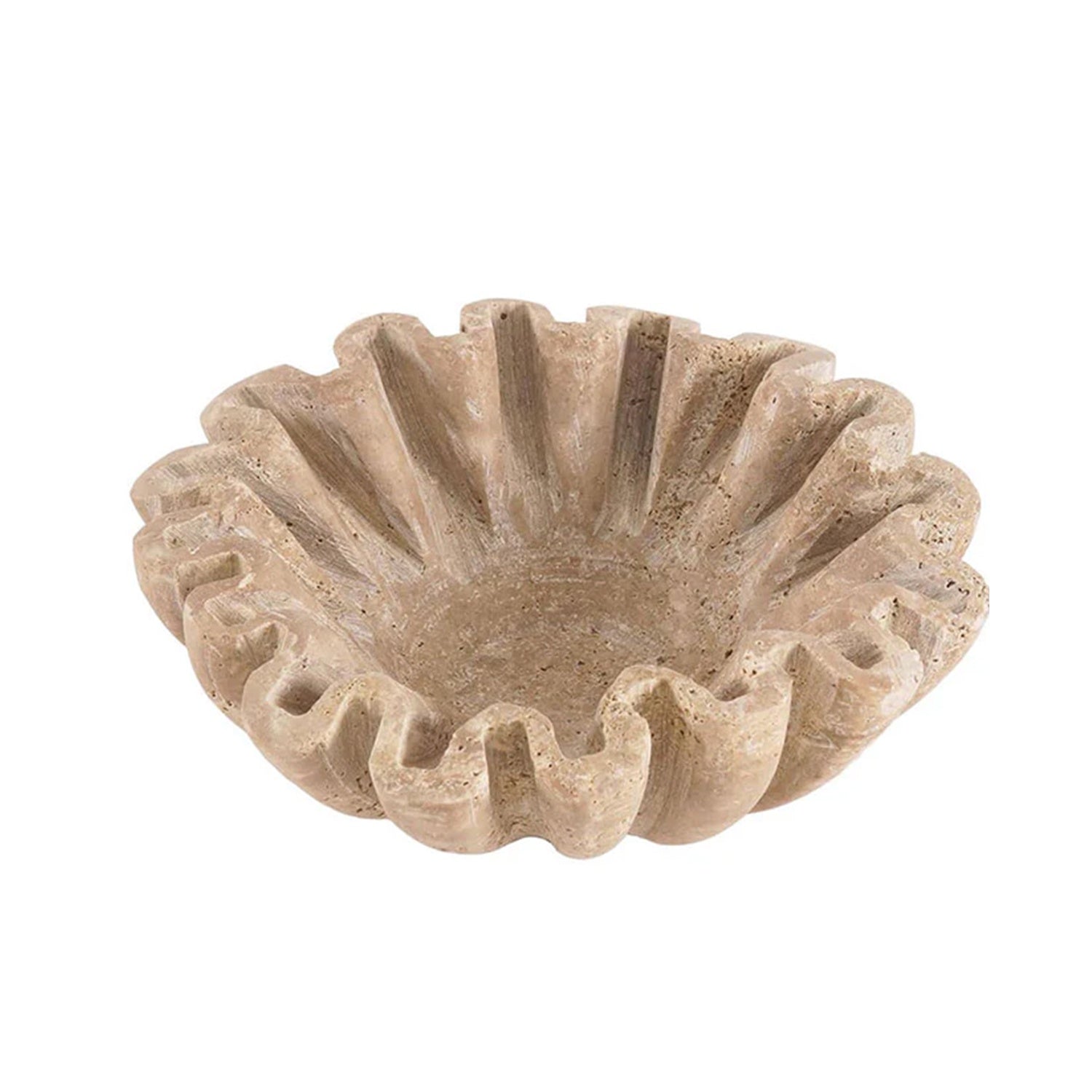 Bowl Marble Ruffle 20cm - Travertine