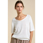 Top Scoop Neck Spring Tee - White