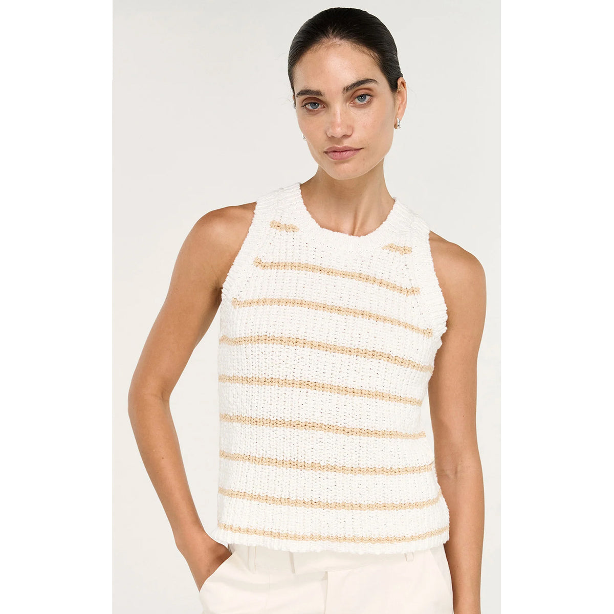 Top Knit Cove Stripe - White & Beige