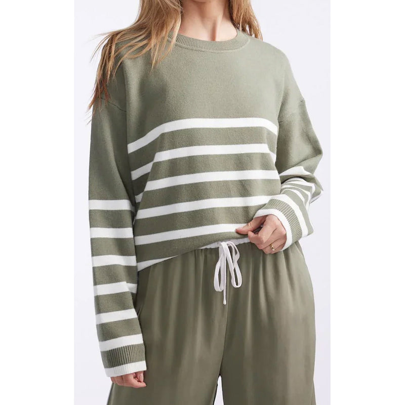 Knit Lottie Stripe Sweater - Khaki