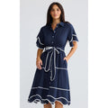 Dress Madge Navy W White
