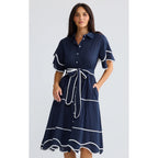 Dress Madge Navy W White