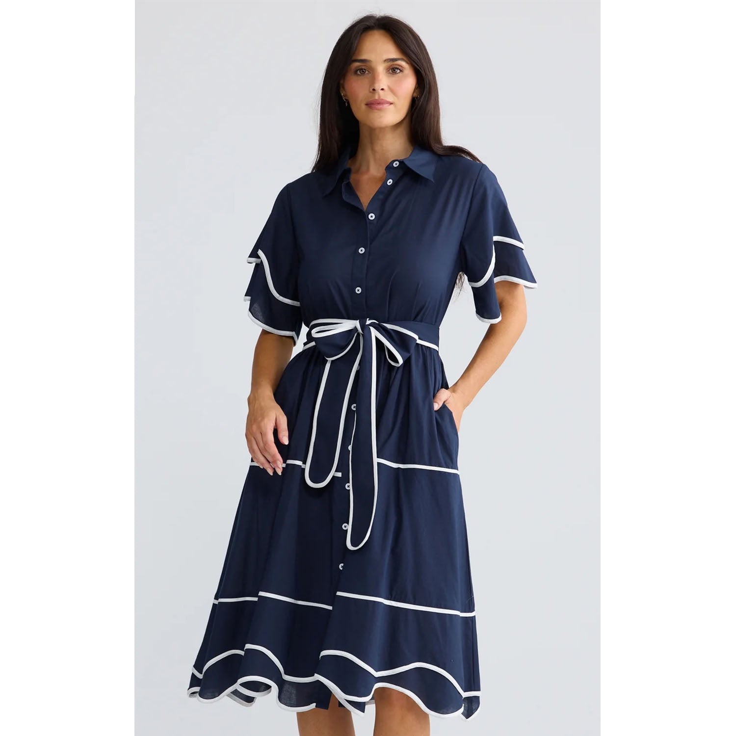 Dress Madge Navy W White