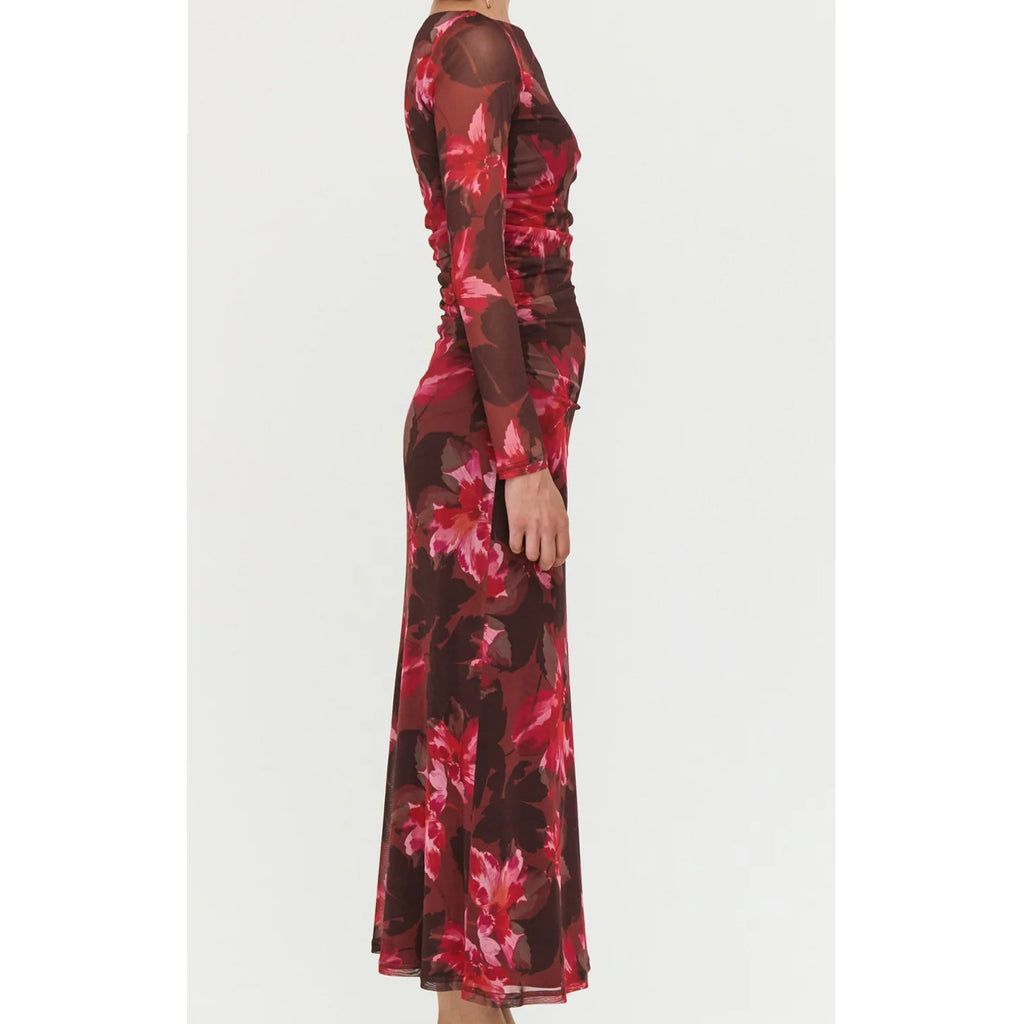 Dress - Amyra Mesh Midi Bordeaux Garden