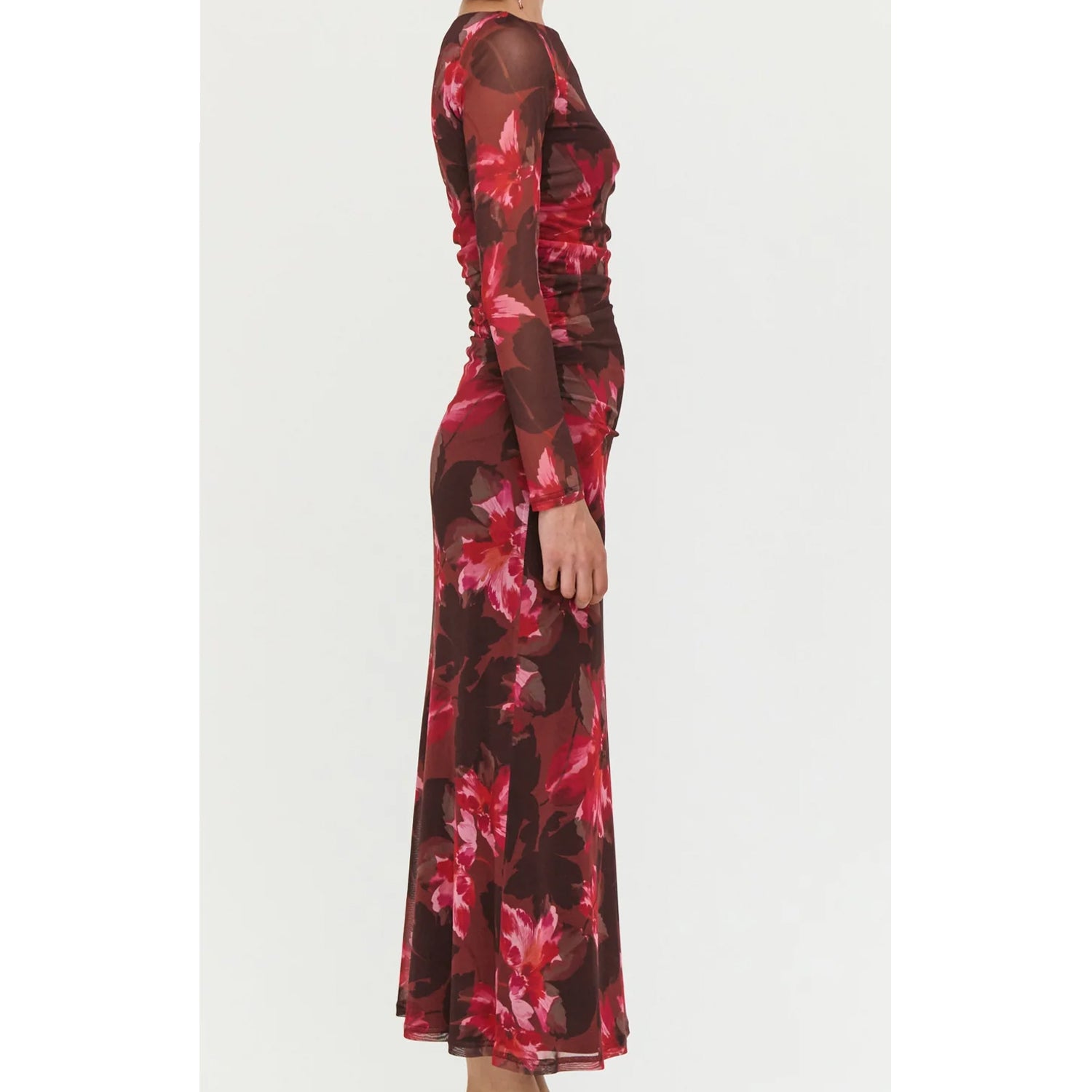 Dress - Amyra Mesh Midi Bordeaux Garden