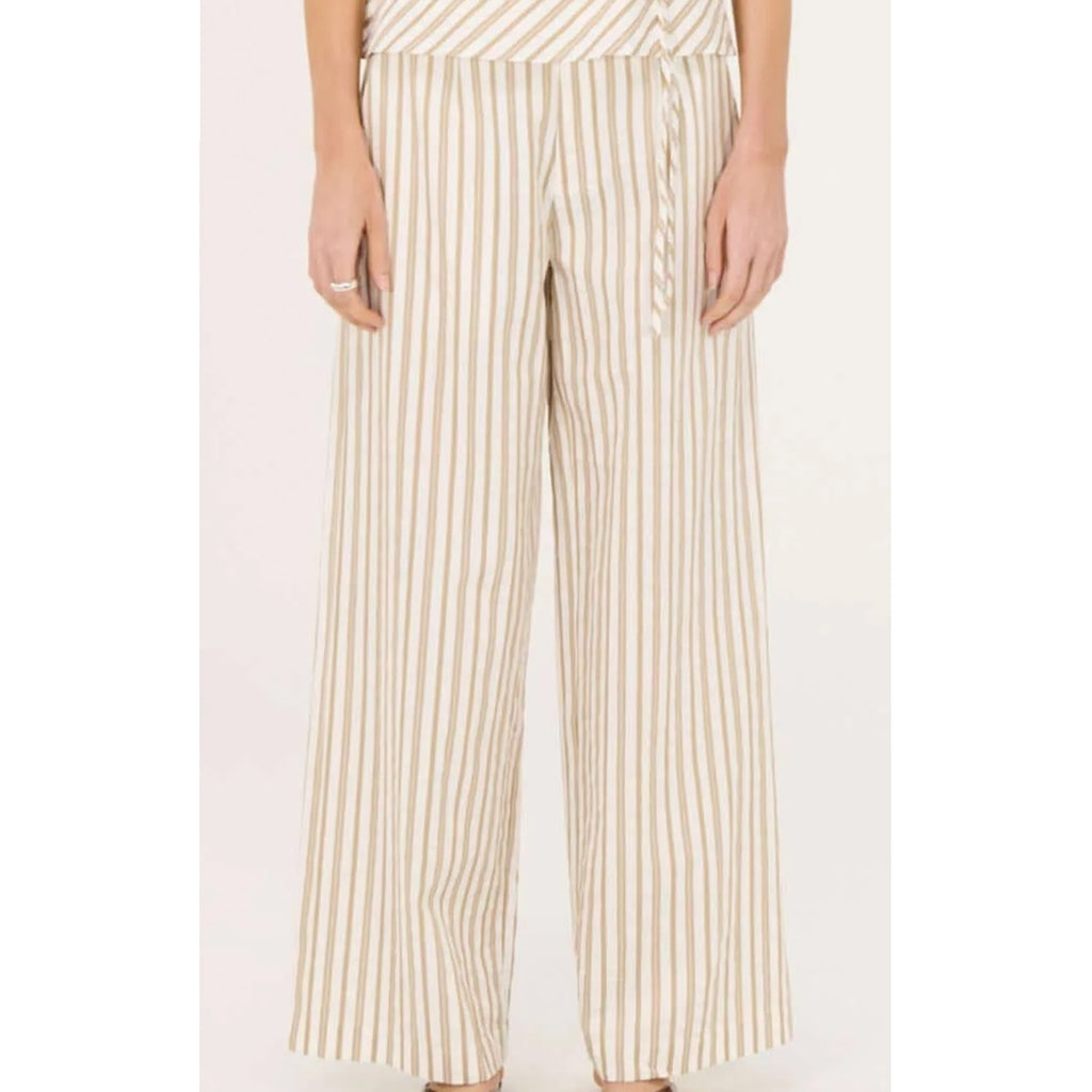 Pant Lola Mid Rise - Taupe & White Stripe