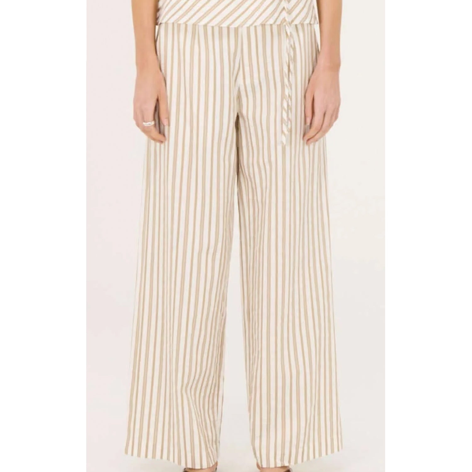 Pant Lola Mid Rise - Taupe & White Stripe