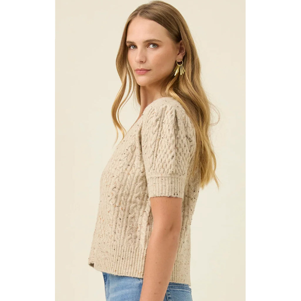 Cardigan Mckenna Short Sleeve - Stone