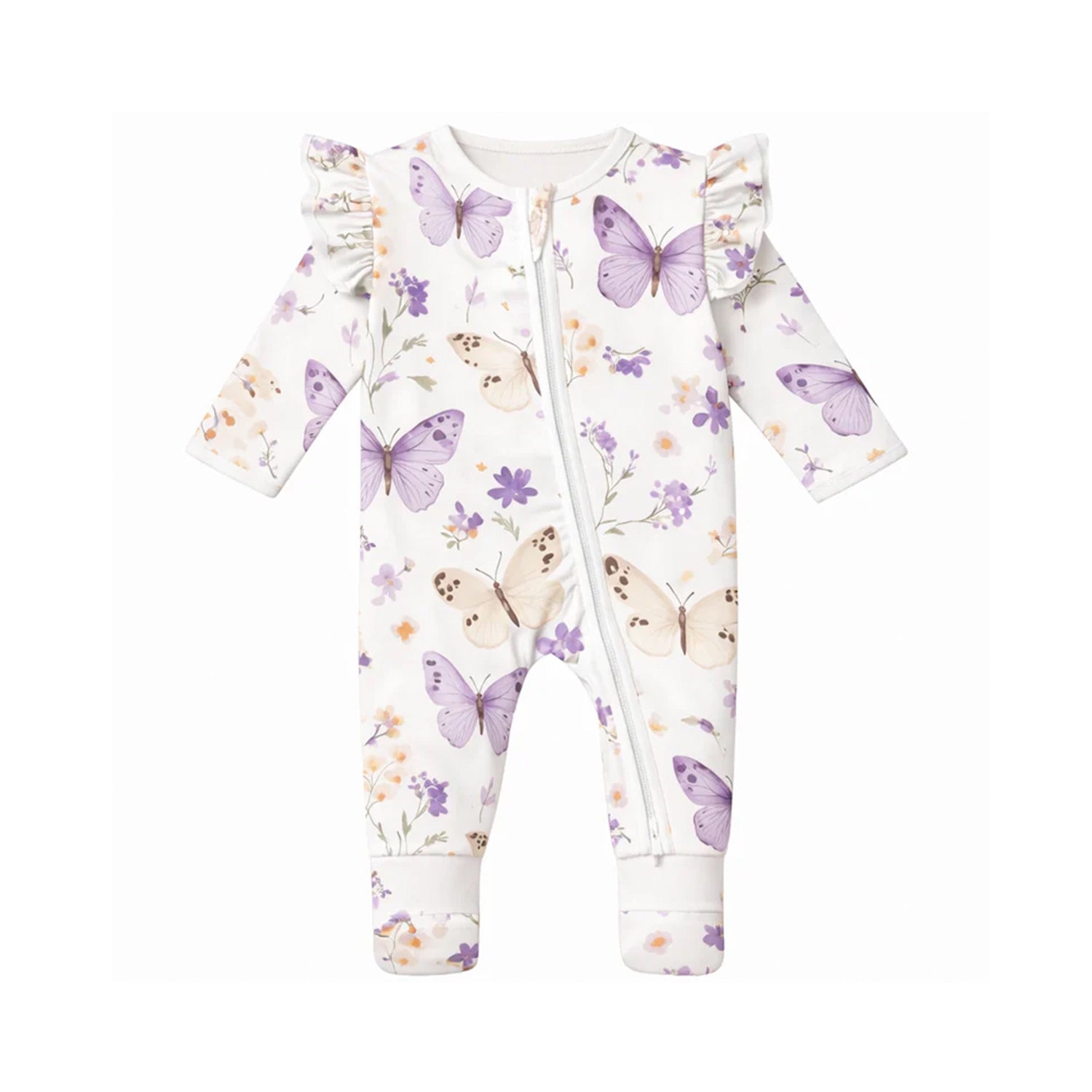 Zipsuit Bamboo - Lilac Butterflies
