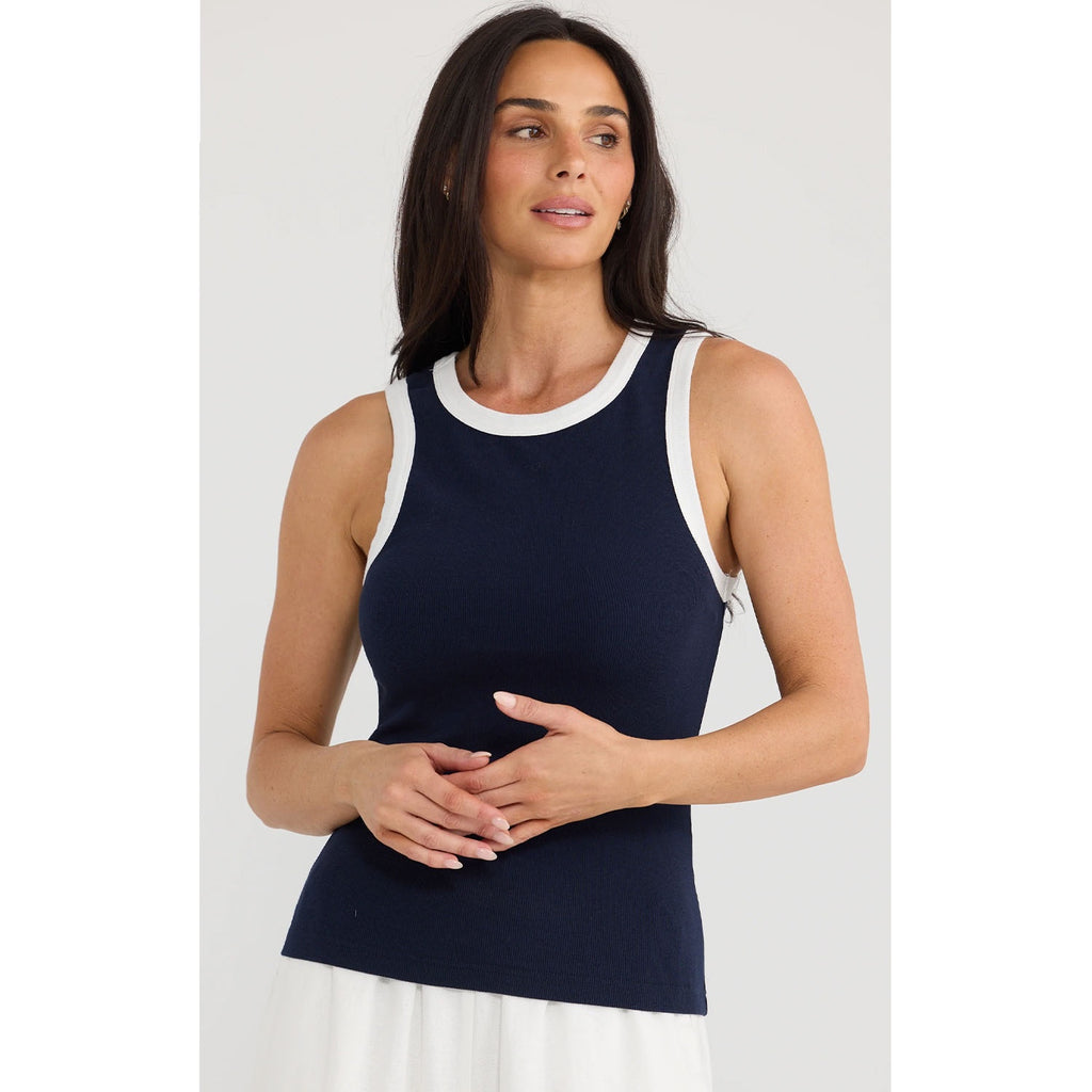 Tank Courtney Navy W Stripe