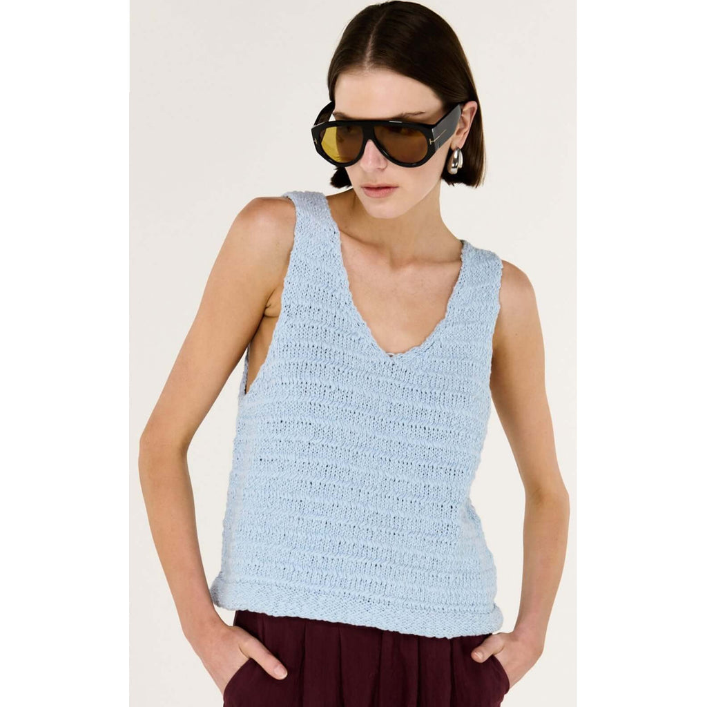 Top Indie Knit Tank - Baby Blue